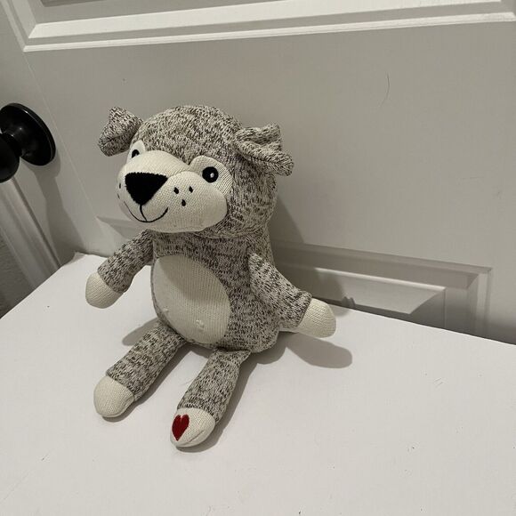 Russell Stover Gray Heathered Red Heart Paw Plush Dog 9" Stuffed Animal - Picture 6 of 9